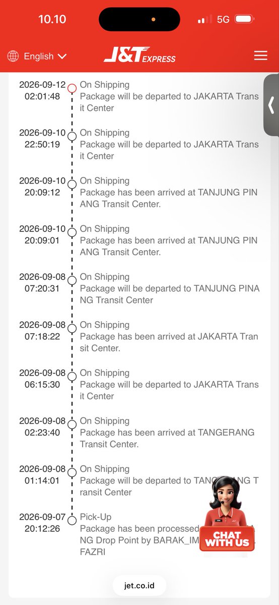 sabdarhmt's tweet photo. @jntexpressid Paket dari tangerang tujuan makassar kok harus ke pangkal pinang dulu https://t.co/c2kek9lxF4