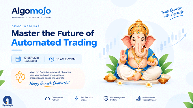 algomojo's tweet photo. 🐘🙏 Happy Ganesh Chaturthi!

May Lord Ganesha bring wisdom, success &amp; new beginnings to you and your family. 🌺

Join us:
🎯 Master the Future of Automated Trading
📅19-SEP-2026 | SATURDAY⏰10 AM – 12 PM

⚡ Learn • Automate • Trade Smarter

https://t.co/HwmGS2l9Fz https://t.co/Gib5p5BHef