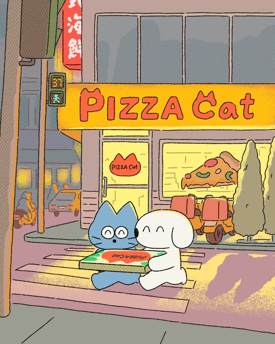Bumpy2025's tweet photo. 今夜はピザパーティ🍕
ワクワクだね😊

#イラスト https://t.co/pD6a7CzDZ4