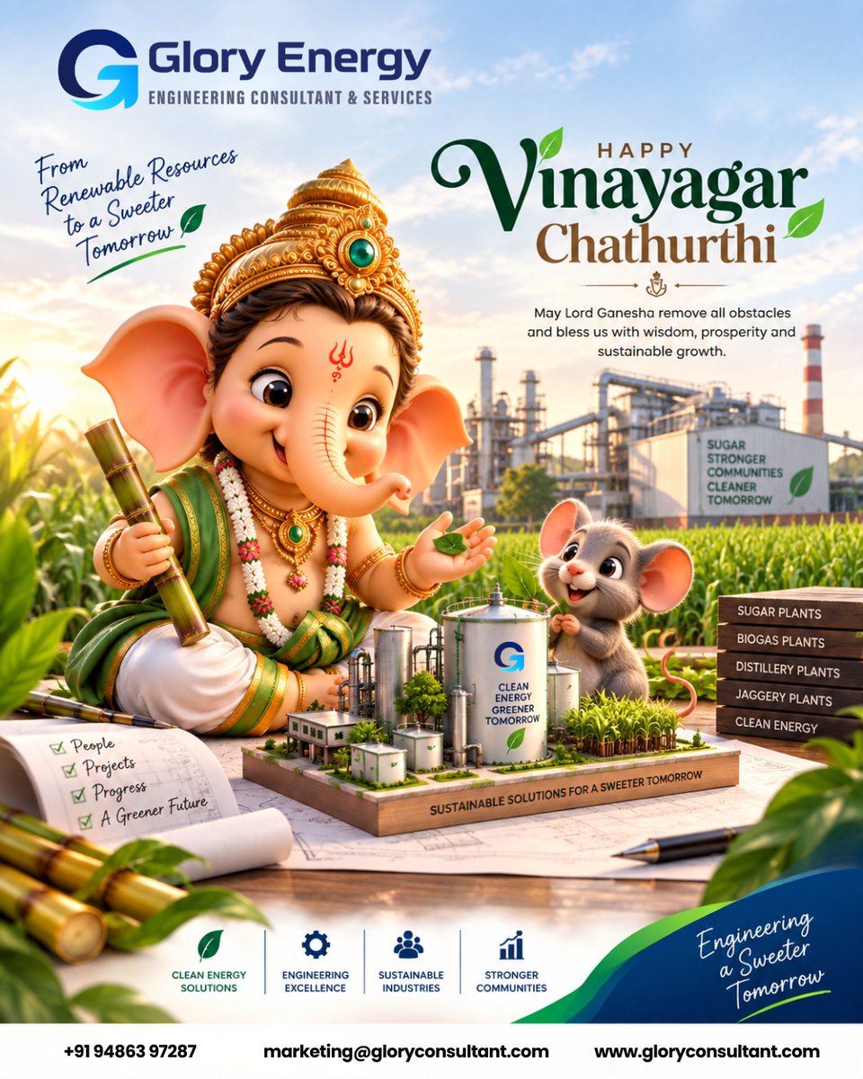 EnergyGlor50505's tweet photo. 🐘✨ May Lord Ganesha remove every obstacle and bless us with wisdom, prosperity &amp; progress.

🙏 Happy Vinayagar Chathurthi!

#vinayagarchathurthi #gloryenergy #cleanenergy #engineering #sustainability https://t.co/c18nivpKri