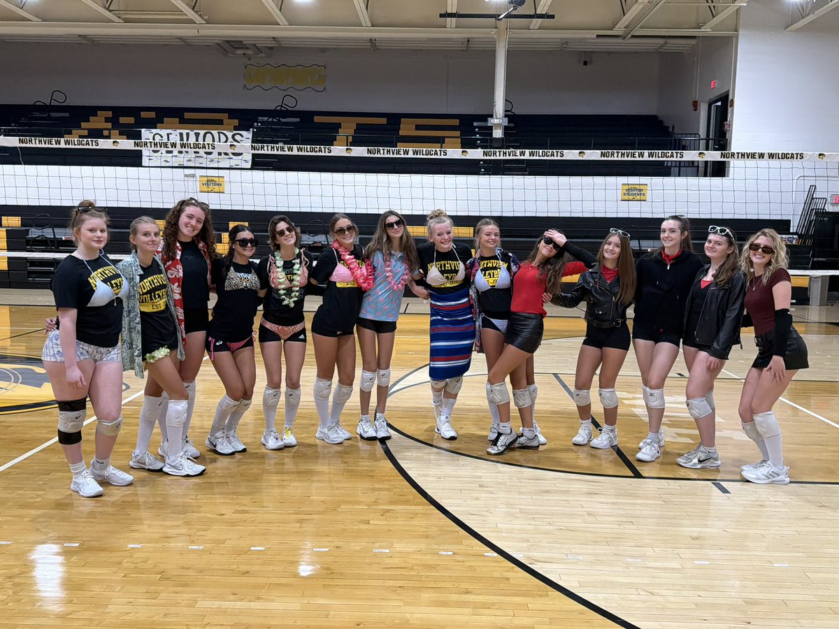 NVHSVBALL's tweet photo. Friday Team Day | we’ve gotta have some fun 🤩 

▫️ Varsity • Dress Like Your Type
▫️ JV • Beach &amp; Biker Babes
▫️ Freshman • Jerseys
 
#GoCats #PointNorthview #NVVB #Numbers https://t.co/73wcNTfsOt