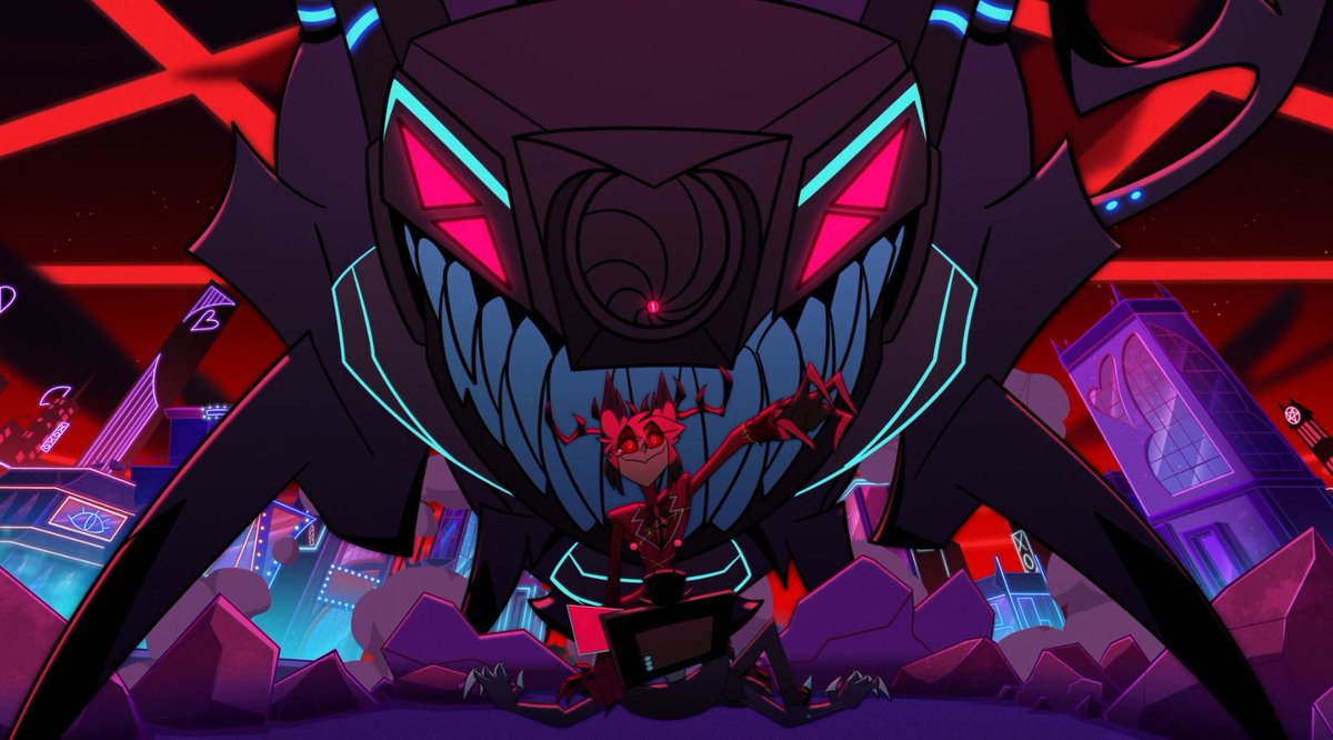 mariaquevedo07's tweet photo. Someone pointed out that Alastor ran away from Shok.wav instead of using his powers to kill him. Maybe the reason is because Alastor knew Shok.wav was important to Vox and didn’t want to hurt him. Especially since he’s technically hellborn and could die 🥺❤️😭 #HazbinHotelAlastor https://t.co/xPMs6BVyrc