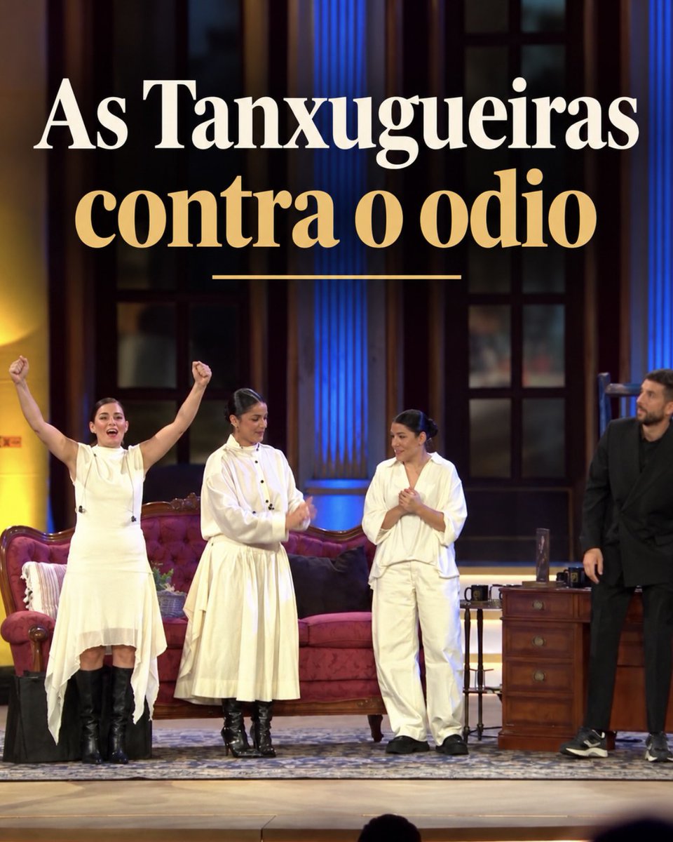 tvgcensura's tweet photo. Pasou toda unha semana, mais a @tvgalicia non atopou un minuto para informar do intento de boicot ultradereitista contra un dos nosos grupos máis recoñecidos, as @tanxugueiras.

Dito sexa de paso, o presidente da @xunta ou o conselleiro de cultura tampouco atoparon un momento nas súas axendas mediáticas… 

Curiosamente, onde si se fixeron eco e mesmo as convidaron foi na TV pública española. As prioridades da Galega, xa se sabe.