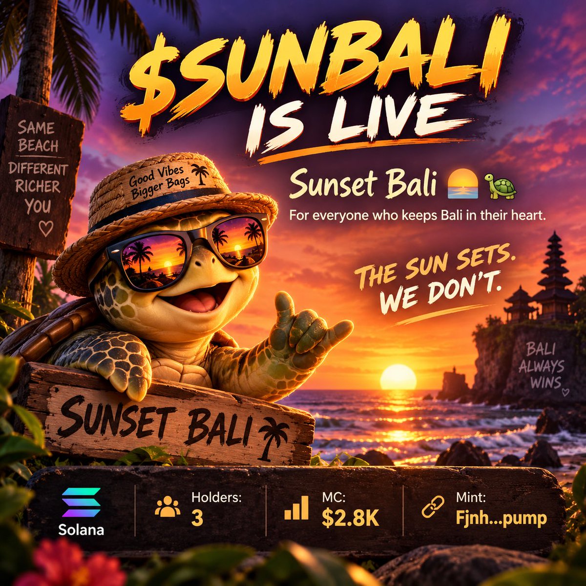 SunsetBaliCoin's tweet photo. $SUNBALI IS LIVE 🌅🐢
Born in Bali.
Made for everyone who never really left.

THE SUN SETS 🌄
WE DON’T. 🌅

Sunset Bali — $SUNBALI https://t.co/7UmEVSxuiA
