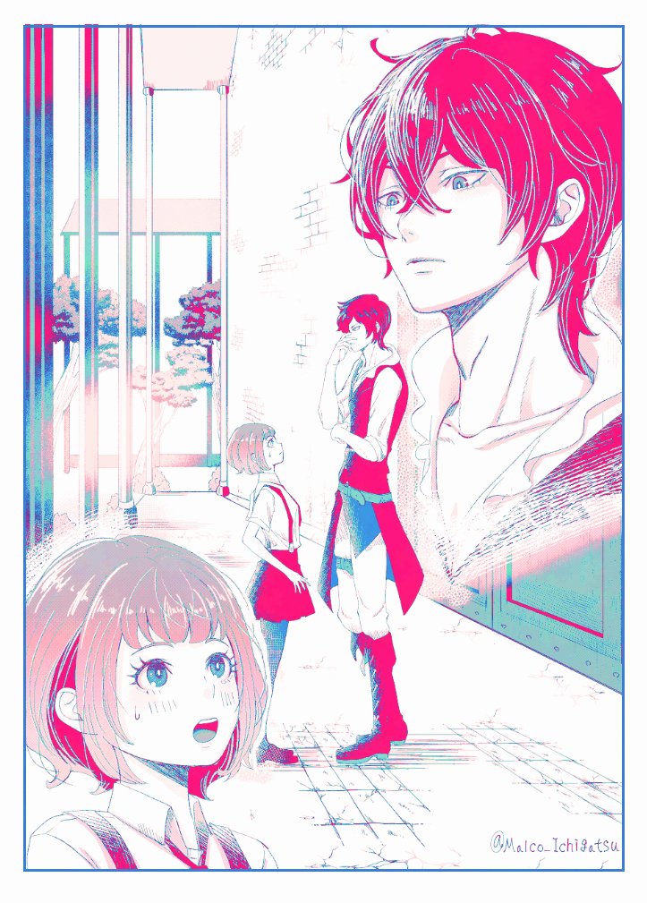 Malco_Ichigatsu's tweet photo. 愛読書（漫画）の中に入っちゃって一番好きだったキャラと対面したはいいけど、あまりの身長差といきなり睥睨＆恫喝されたことでビビり散らかしているヒロイン。
という自作小説の挿絵を想定して描いてみました。
ちなみに男の方はちっちゃい兎の魔族に仕えています（骨抜き）

#イラスト #オリキャラ https://t.co/vDeUTbHylx