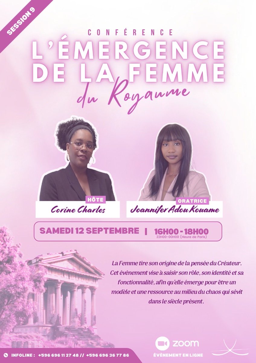 Estahkiim's tweet photo. Dans ce temps actuel, il y a encore des questionnements sur le rôle de la femme. Ce que Dieu voit de la femme est très éloigné des stéréotypes que la société a cherché à imposer aux femmes.

Tout à l’heure, une conférence abordera « L’émergence de la femme du Royaume ». ✨ https://t.co/Dzb7QvhrF5