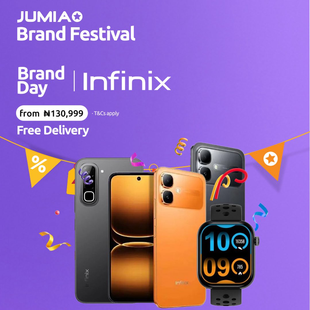 JumiaNigeria's tweet photo. That Infinix device you’ve been eyeing? This is your sign to get it at up to 25% OFF!
From smartphones to smartwatches, enjoy amazing deals before they’re gone.
Head to the Infinix Official Store on the Jumia app and shop now!
https://t.co/bCA5egBJWw
#JumiaNigeria #BetaPrice https://t.co/BKc34ioX1O