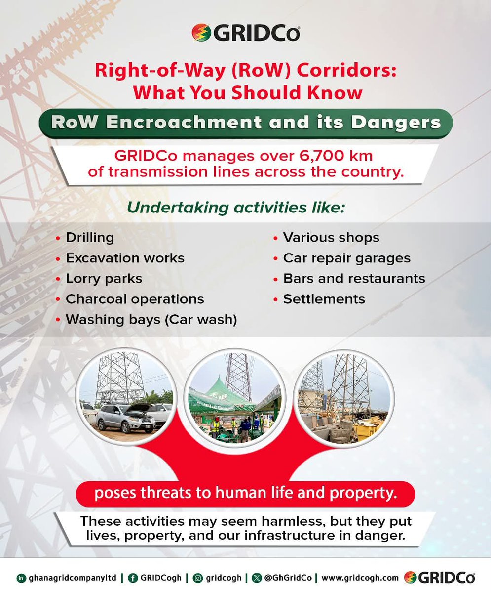 GRIDCo_ghana's tweet photo. GRIDCo Right-of-Way (RoW) Campaign, and what you should know.

Do not wait to be FORCEFULLY EVICTED. Please LEAVE the RoW NOW to avoid any harm!!!

#GRIDCogh
#gridcogh https://t.co/ziiGfHquOh