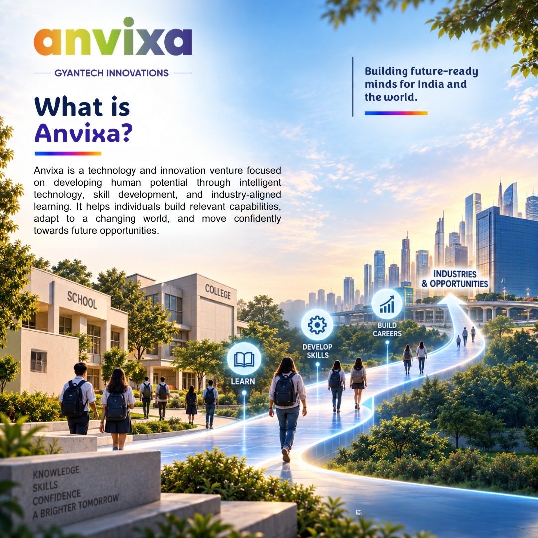 AnvixaGyantech's tweet photo. Anvixa is a technology and innovation venture focused on developing human potential through skill development and industry-aligned learning.

Building future-ready minds for India and the world.

#Anvixa #startups #startupindia #AI #SkillDevelopment https://t.co/2vJmixpLhJ