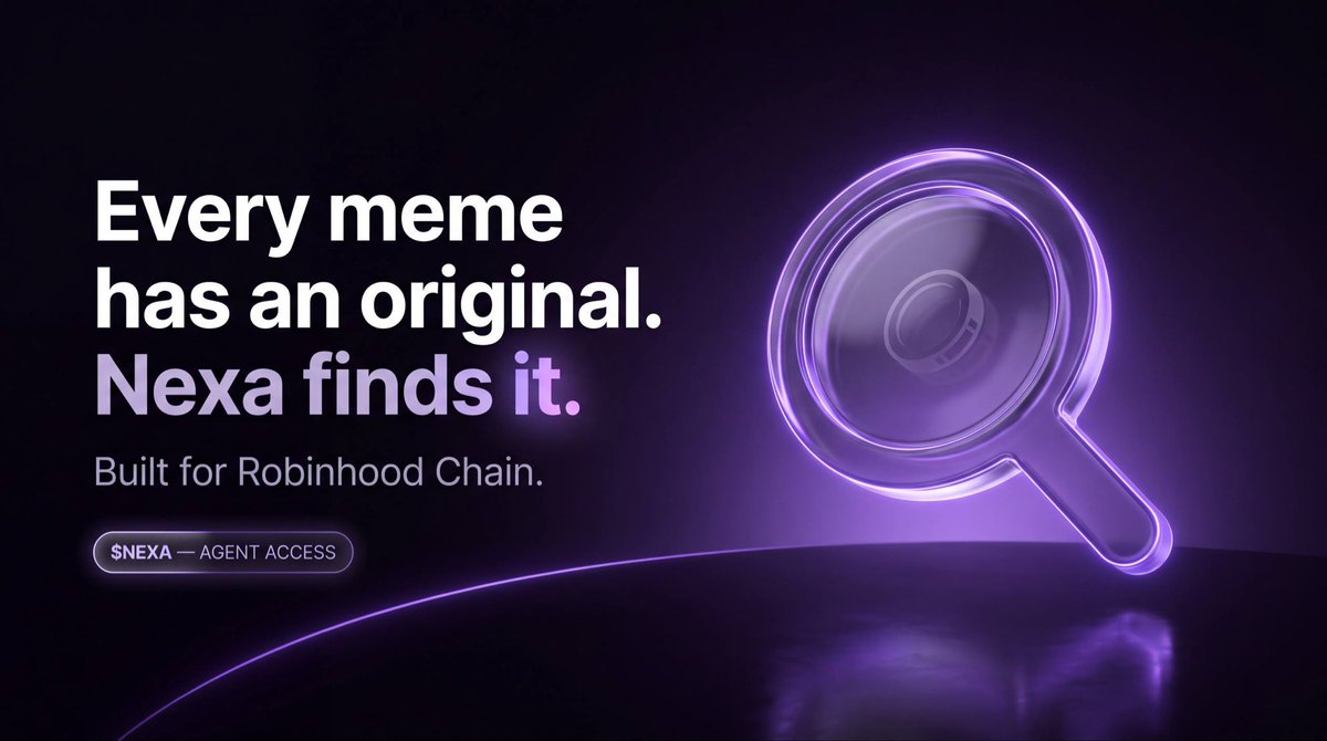 NexaOGagent's tweet photo. Every meme has an original. Nexa finds it. An AI agent built for Robinhood Chain, tracing name and ticker matches back to the first token that ever used them. https://t.co/tVrbTb2QbK