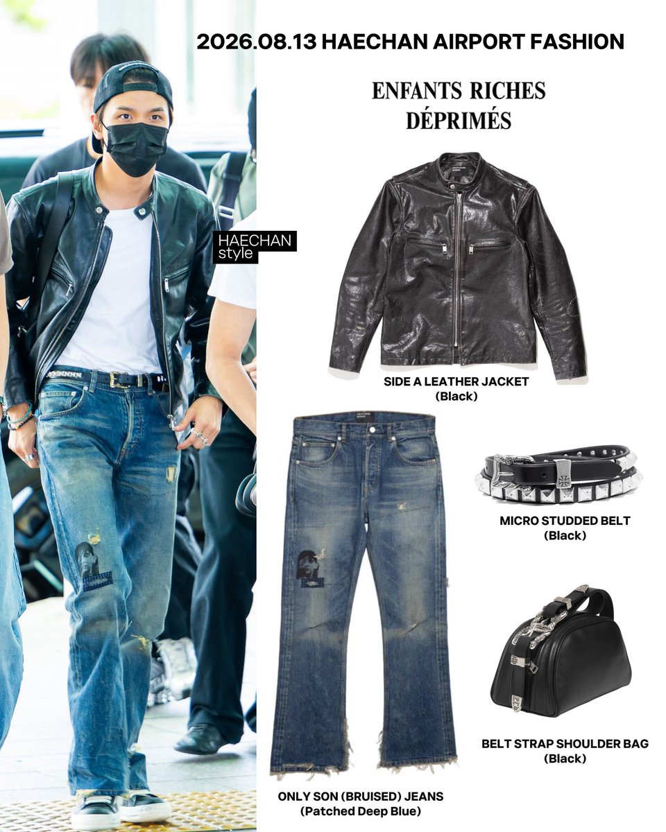 renhaesx's tweet photo. one thing about haechan is that he is gonna fixate on a specific brand and wear the whole collection head to toe and rn it’s definitely chrome hearts and enfants riches déprimés 🙂‍↔️ https://t.co/Reekf4fJa1