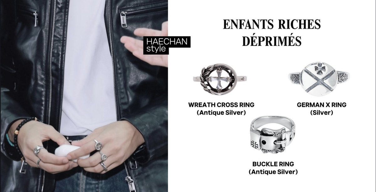 renhaesx's tweet photo. one thing about haechan is that he is gonna fixate on a specific brand and wear the whole collection head to toe and rn it’s definitely chrome hearts and enfants riches déprimés 🙂‍↔️ https://t.co/Reekf4fJa1