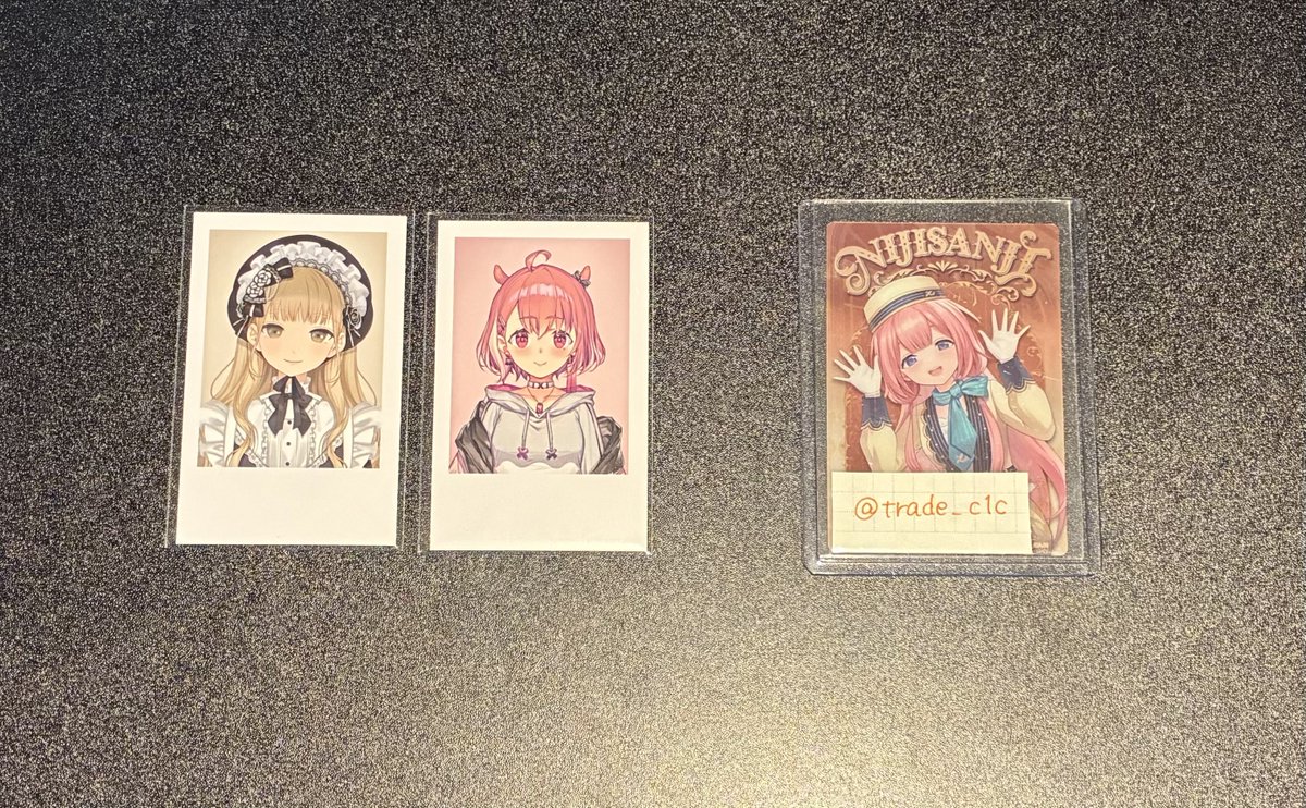 trade_c1c's tweet photo. 【交換】にじさんじ
【Another Style Goods vol.1】ランダムチェキ風カード Dグループ

譲 → 画像1枚目
求 → 画像2枚目

郵送での交換希望です。
お気軽にお声掛けください🙇‍♀️ https://t.co/N9STIpOpGH