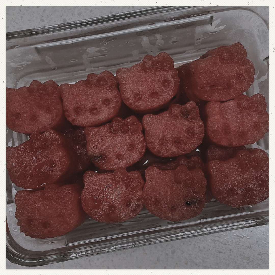 flamboeyant's tweet photo. Finally at Mahesa’s house for a pajama party with the Octave members. Katanya sih mau nonton layar tancap di perut sapi. Tidak lupa bawa makanan sesuai huruf nama depan. S untuk Siomay, S untuk Saltbread, dan S untuk Semangka yang aku potong hello kitty karena lucu aja. https://t.co/munKEg46ZQ