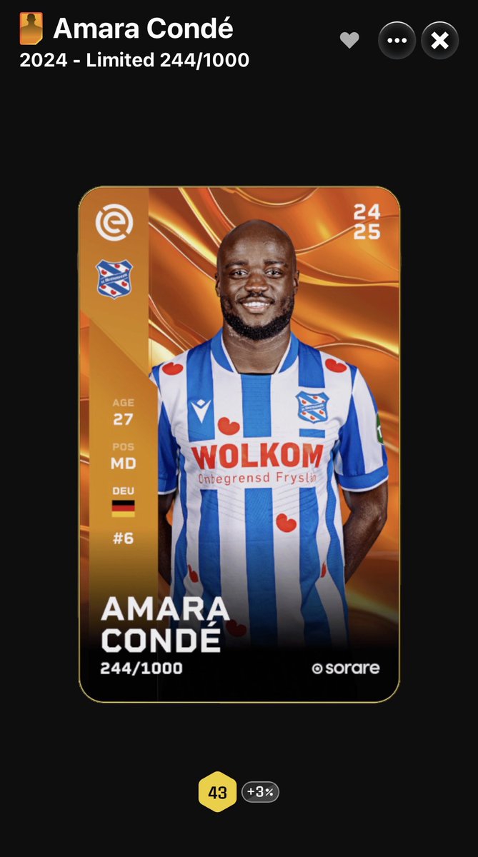 Sorarebiezt's tweet photo. SORARE GIVEAWAY! 🇩🇪
Amara Condé 2024-25 limited 
244/1000

To win:
1️⃣ Follow @Sorarebiezt 
2️⃣ Like and retweet this tweet
3️⃣ comment your sorare username

Winner announced on September 15
#sorare #giveaway #sorare27 https://t.co/DBz8LkEH9M