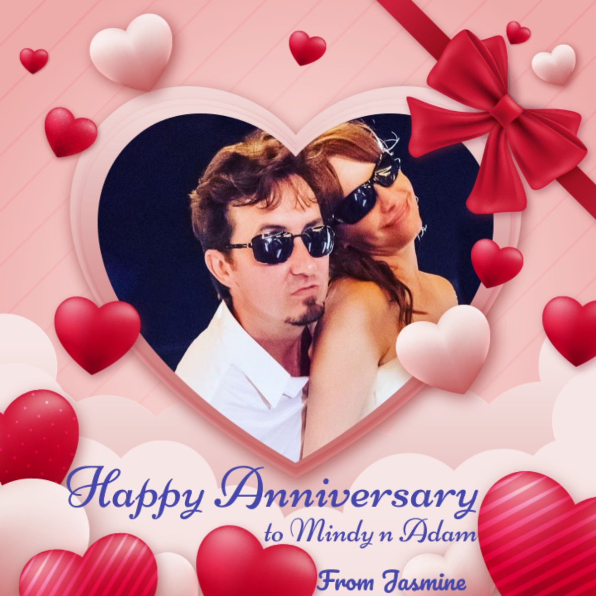 Jasmorraine2's tweet photo. Happy 11 year Anniversary, Mindy 💕💕💕
Today's your wedding anniversary, Congratulations!!👰‍♀️❤️
Beautiful couple soulmate🥂🙌 Cheers to you two and to many more wonderful years together💞🥰😍❤️
Here's the pics I made it is for you❤️🥰 Love you!!❤️💕😘 
@MsMelindaClarke https://t.co/ZBKPTwfb9C