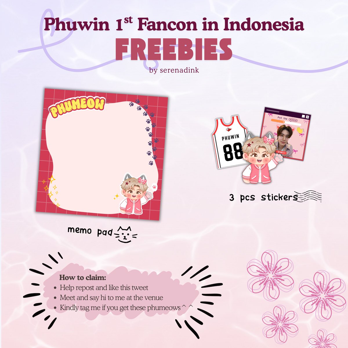serenadink's tweet photo. 💫 Phuwin 1st Fancon in Indonesia
Freebies giveaway by @serenadink 

🗓️ 3 Oct 2026
📍 Kartini Expo, Balai Kartini
🕐 TBA

➡️More details on pic

See you guys! ❤️

#2026Phuwin1stFanconinIndonesia https://t.co/2rauwlcQHN
