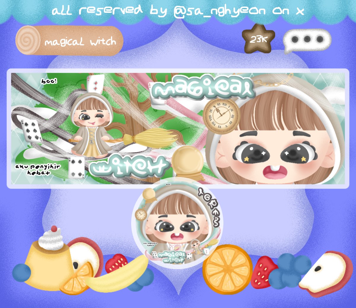 Frdreick's tweet photo. any interactions i appreciated the most! 🍎🫧

temen-timun, mari kenalan sama katalog chibi baruku, namanya magical witch 🪄🔮 segala masukan boleh langsung DM aku! anw kalo sudah aman semua, aku ufs yaa <no recolor + free retext > 🍭 

#bealanjaㅤ #zonauang https://t.co/ILMvqEECBf