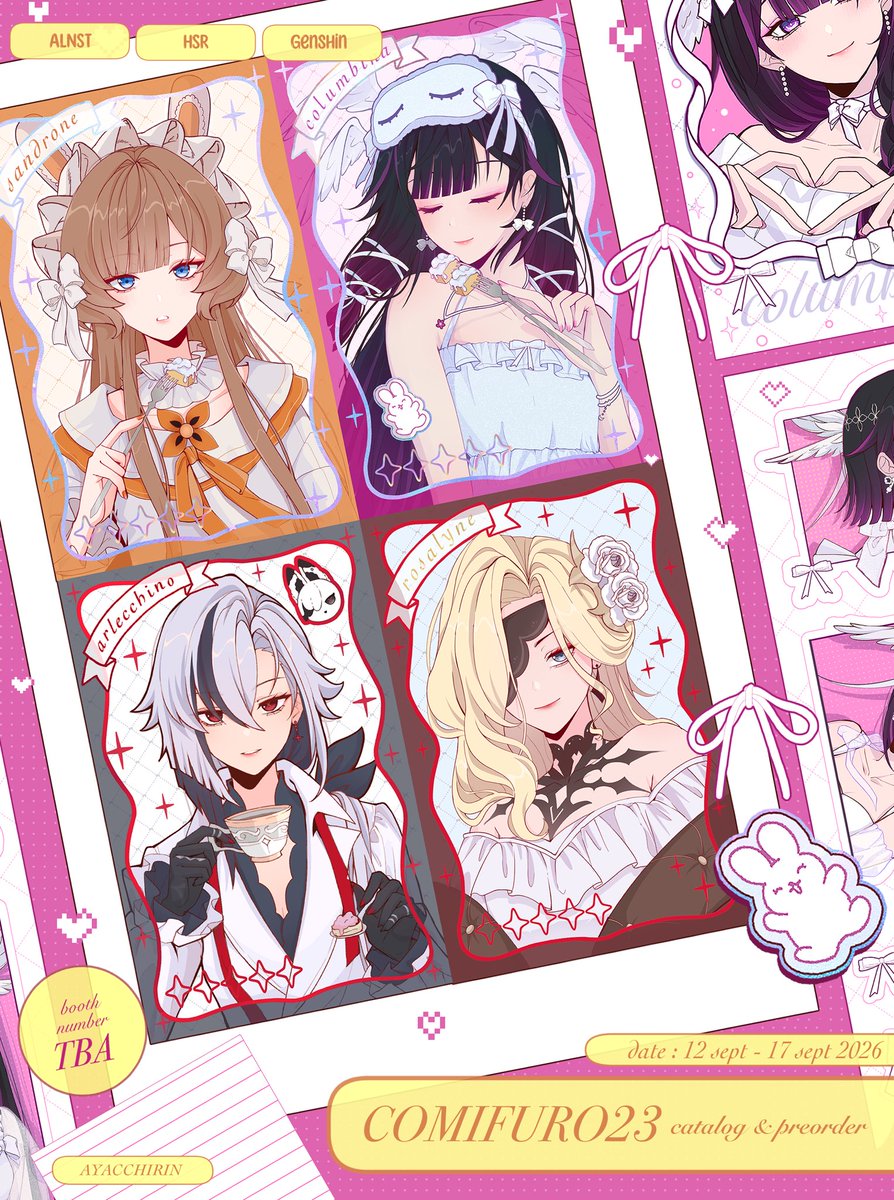 ayacchirin's tweet photo. [1/4] 💗 + 🔁 appreciated! 

CF23 PO &amp; GA are open! ^o^ )/🎉

how to join GA : 
Like + RT + tag 1 friend
winners get 150k worth of merch!

#comifuro23 #cf23
PO details ⬇️ https://t.co/dw9cuk8IKp