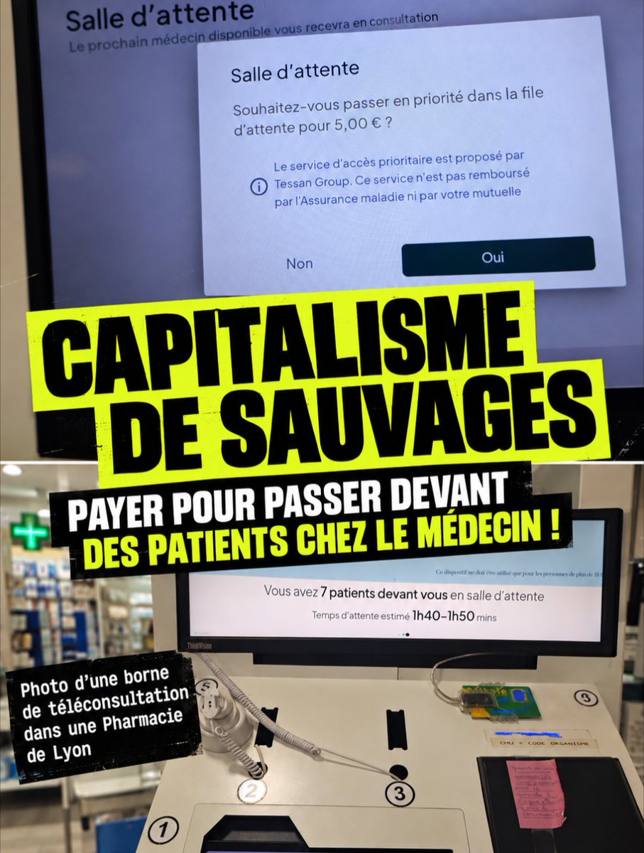 CerveauxNon's tweet photo. Un monde à détruire !
Le fabuleux monde ultra libéral proposé désormais de payer pour un coupe file pour sa téléconsultation médicale. Il n'y a décidément rien à réformer ou sauver de ce vieux monde... https://t.co/BmNN70FWPm