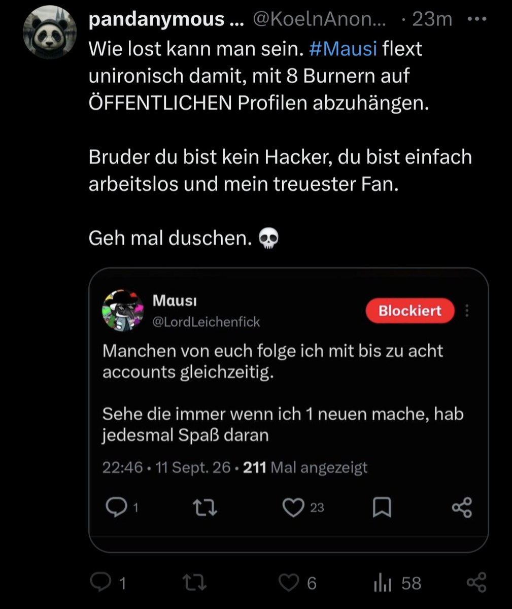 LordLeichenfick's tweet photo. Ja, ganz unironisch. 
Du folgst mir sogar auf einigen Tanja. Wir verstehen uns Prima auf meinen Ubooten hahahaha

Alles unter dem ersten Absatz ist köstliche Projektion hahaha https://t.co/OgPBiXALSg
