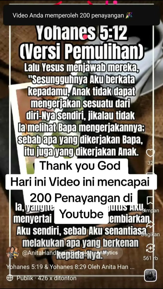 anitaahandayani's tweet photo. Video Mencapai 200 Penayangan di Youtube
Oleh Anita Handayani
Thank you God
Hari ini Video saya ini mencapai
200 Penayangan di Youtube
@capcutapp @YouTube
#myvideo #mencapai #200penayangan #di #youtube #capcutworld #videoviral https://t.co/M3blBXQwyv