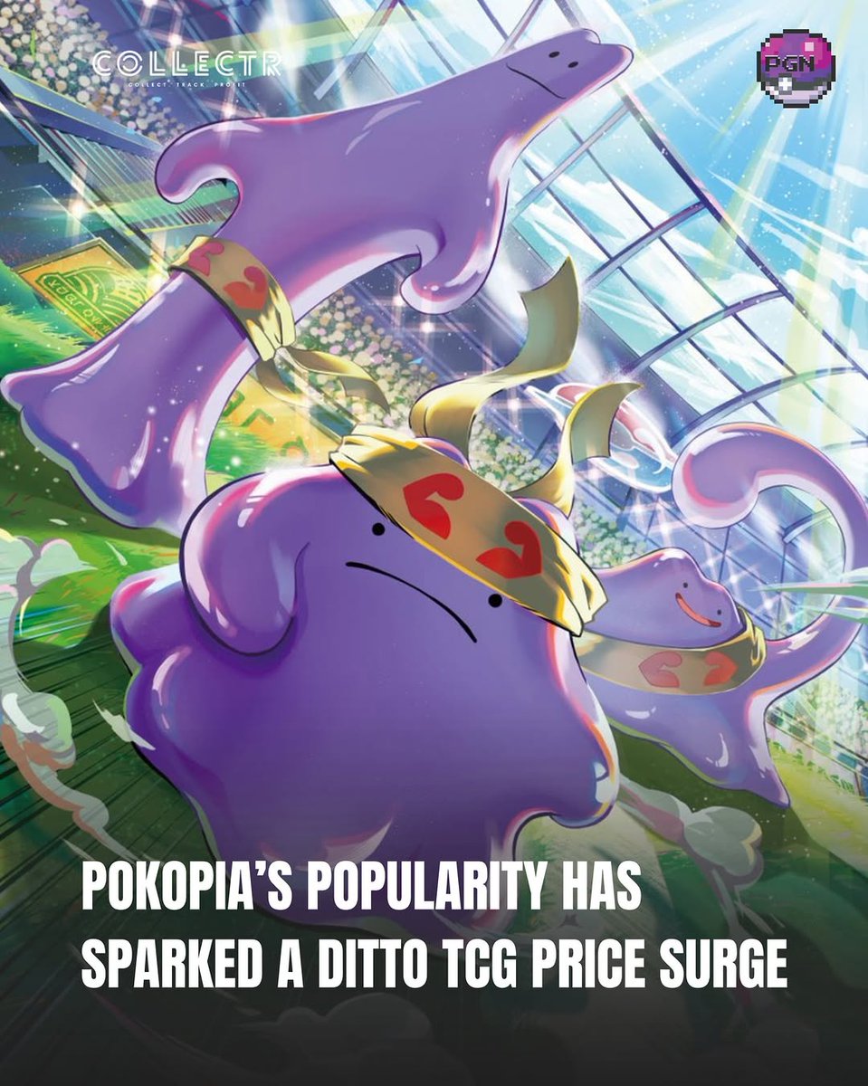 venegasgian's tweet photo. Pokopia is building significant traction, prompting collectors to look again at Ditto, arguably the most iconic and playful Pokémon in the hobby.

A surge in prices is currently affecting a wide range of Ditto cards, from older holos to recent additi... https://t.co/poqgiEDscd