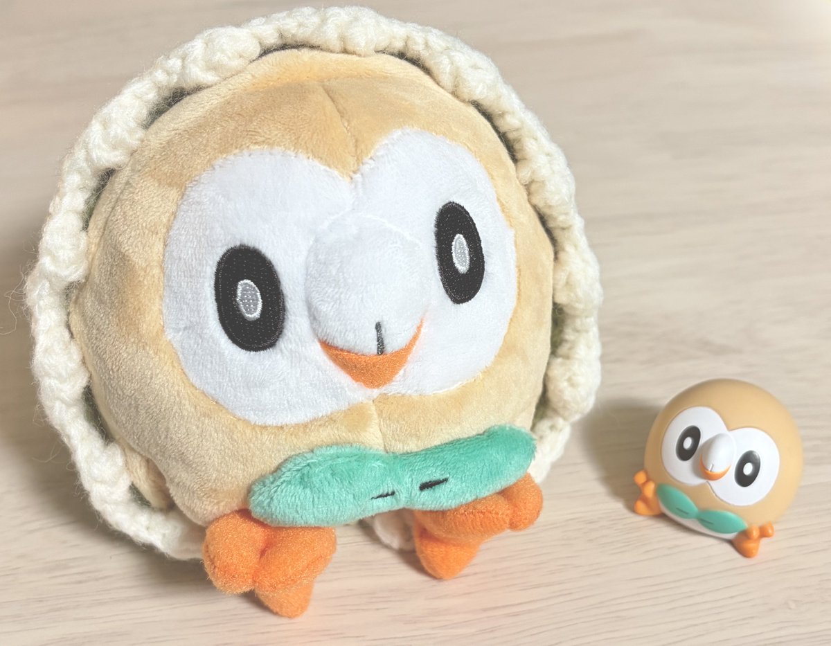 Iki_Matcha's tweet photo. モクローお迎えしました🌱
さっそく飾りも編んだよ〜!!
#ポケモンfit #ポケぬい https://t.co/gRaM29jZJe
