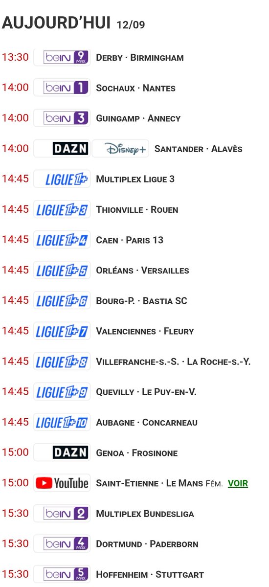 Ch__Palo's tweet photo. Le Programme #FooTv de ce Samedi (12/09/26) 😉 #TeamOM #Football #Sports #Tv #ProgrammeTV https://t.co/4pO1qskuyu