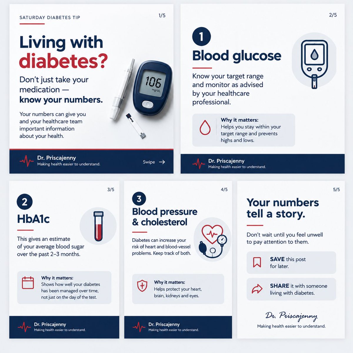 priskajennix's tweet photo. Living with diabetes? Don’t just take your medication—know your numbers. 🩺

🩸 Blood glucose
🧪 HbA1c
❤️ Blood pressure
🧬 Cholesterol

Your numbers tell a story—and keeping track of them can help protect your health.

📌 Save &amp; share.

#Diabetes #DiabetesAwareness https://t.co/o6P4MTTjHL
