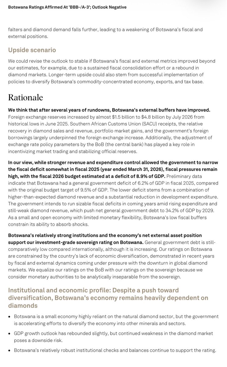 NalediCometMod's tweet photo. S&amp;P AFFIRMS BOTSWANA RATING

🇧🇼 https://t.co/PiNtnl7Z5n