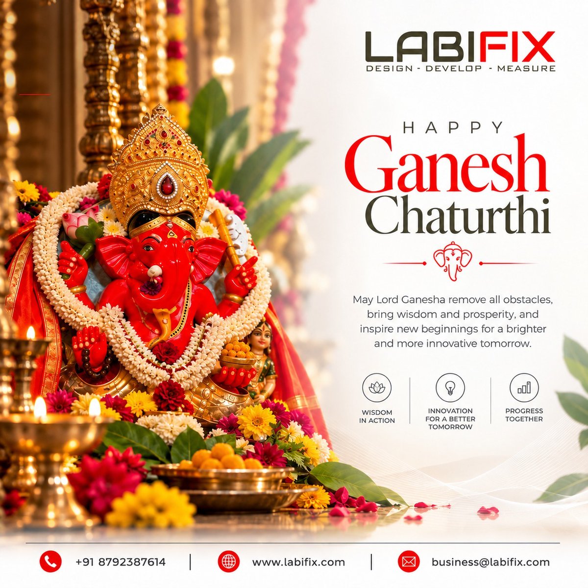 Labifix_in's tweet photo. May this 𝗚𝗮𝗻𝗲𝘀𝗵 𝗖𝗵𝗮𝘁𝘂𝗿𝘁𝗵𝗶 inspire us to overcome challenges, embrace innovation, and move forward with wisdom and purpose. ✨

Wishing everyone a blessed and prosperous Ganesh Chaturthi. 🙏✨

#GaneshChaturthi #Labifix #Innovation #Wisdom #Prosperity #RFbox #RFtest https://t.co/yYMQdim0uT