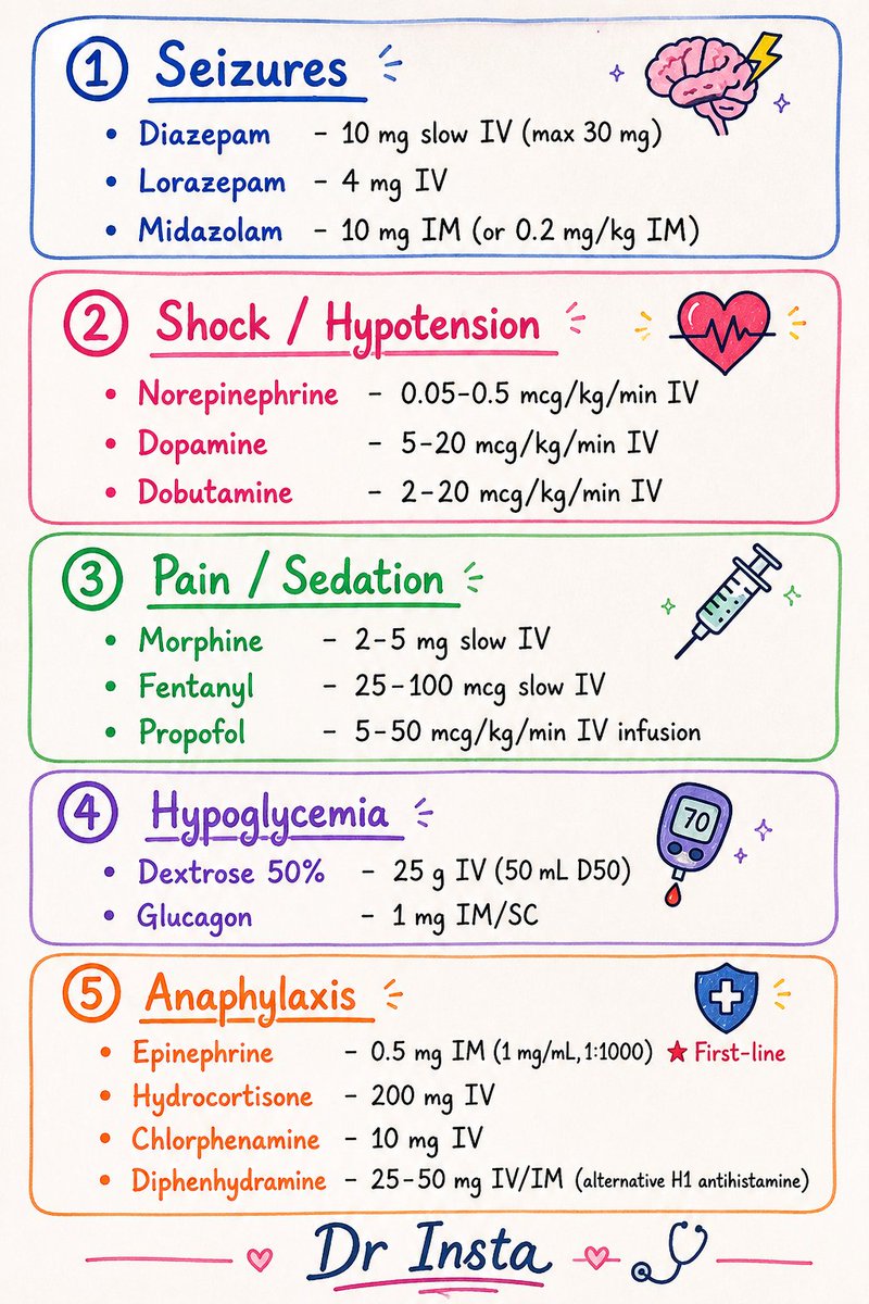 doctorinstaha's tweet photo. Essential ICU Drugs: Doses,  &amp; Indications

#ICU #CriticalCare #MedEd #Medicine #DoctorInsta https://t.co/Pp5H7XeQl3