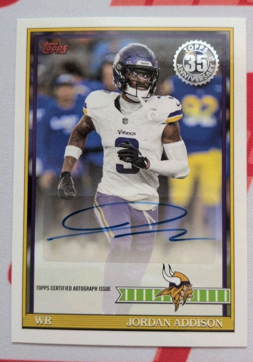 tlschwerz's tweet photo. The Vikings kick off 2026 in a massive way against the Green Bay Packers.

RT for a chance to win Jordan Addison’s 2026 @Topps auto.

Must be following @tlschwerz and @realmnsportsfan to be eligible. https://t.co/Uvo4VJX5uX