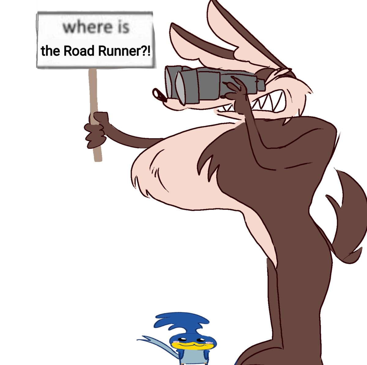 Milkshart_Axo's tweet photo. Coyote (Hugeboobicus Idioticus) and Road Runner #coyotevsacme #wilerunner #wileroad #looneytunes https://t.co/WDPaf0dTVZ