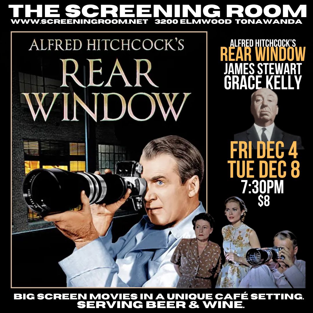 screeningroom1's tweet photo. Hitchcock's REAR WINDOW.  Our most requested movie returns for 2 shows at our new Elmwood location.  For advance tickets go to https://t.co/sBPrVbbMSU  or call  (716) 837-0376 https://t.co/ONKw2hJcSz