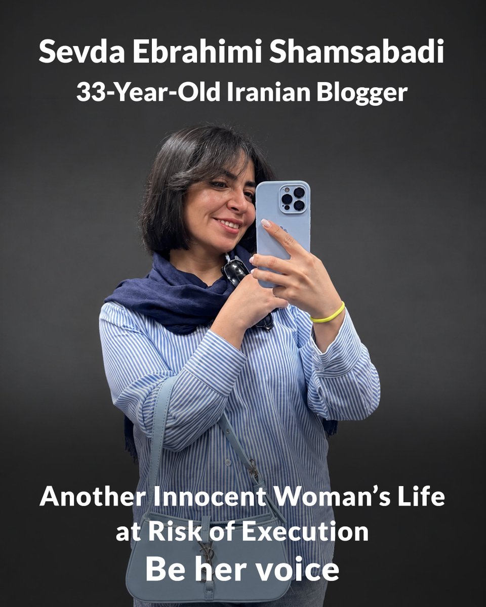 PahlaviComms's tweet photo. The Islamic Republic’s machinery of execution and repression is targeting the life of yet another young woman. After months of arbitrary detention and torture, 33-year-old blogger Sevda (Marzieh) Ebrahimi Shamsabadi faces the death penalty in a regime sham court, solely for her media activities.

Let us be Sevda’s voice and use every available avenue to apply international pressure and stop the regime’s killing machine.⁩