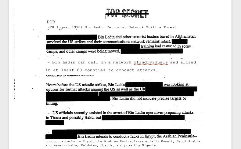 RT by @mikenov: RT by @mikenov: Newly released #CIA documents from 1998 show Osama bin Laden was considering terrorist attacks on the #UK, as well as the #USA, years before 9/11. - A top-secret President’s Daily Brief prepared for Bill Clinton on 28 August 1998 (a week after US cruise-missile strikes on al-Qaeda bases following the embassy bombings in Kenya and Tanzania) said Bin Laden was “looking at options for further attacks against the US as well as the UK.” - A December 1998 memo repeated “strong indications” that he wanted to attack the US and allies such as the UK and Israel on their own soil. - If those places were too well-defended, he would instead target US and allied interests e