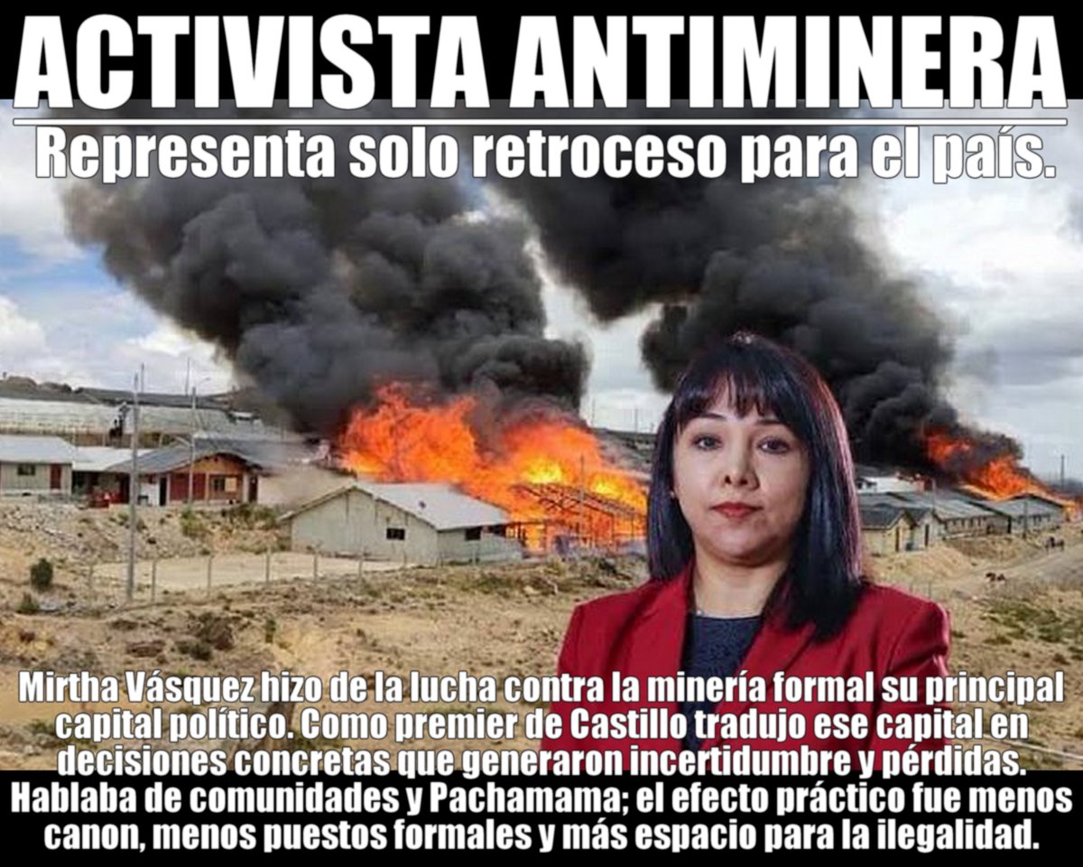 PGanimedesjp's tweet photo. @MirtyVas A Mirtha Vásquez, la historia no la recordará como una líder, sino como una pieza más de un engranaje que llevó al Perú al borde del colapso institucional. Su legado es vacío, su aporte es humo, su presencia es un lastre.🤮 https://t.co/aiaEmBADpQ
