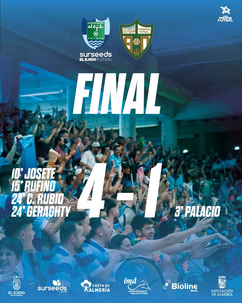 CDElEjidoFutsal's tweet photo. Final del partido

Les deseamos buen viaje de vuelta a @CordobaFutsal, nos vemos en el Torneo Clausura👋🏻

#ElEjidoFutsal #SurSeeds #TorneoApertura #LigaPrimeFutsal #Temporada2026_27 https://t.co/tFhWkyrE2m
