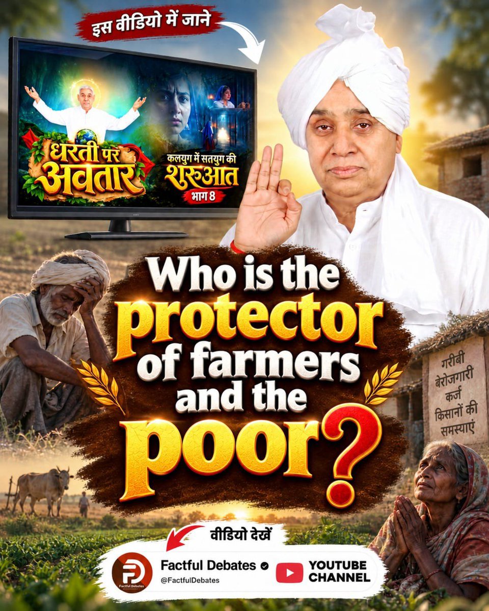 MAHENDAR__DAS's tweet photo. #कलयुगमें_सतयुगकी_शुरुआत_भाग8
Who is giving farmers a helping hand by providing free fertilizers, seeds and medicines? Watch the special video to know more.
Factful Debates YouTube Channel https://t.co/3f9Qt8qUbj