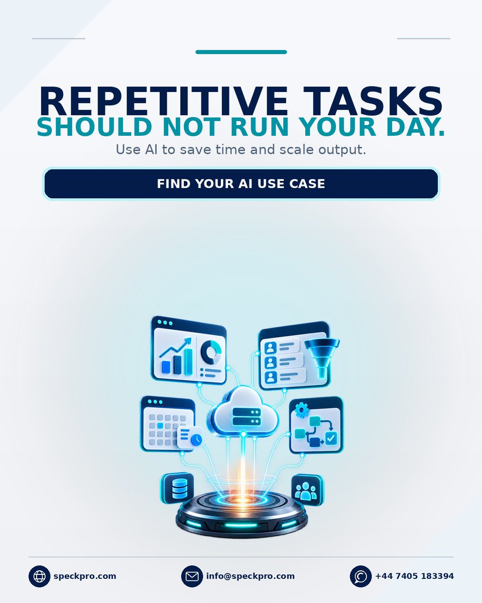 speckprodigital's tweet photo. Ready to move forward? Find Your Ai Use Case.
Website: https://t.co/dZRUAHjaQH
Email: info@speckpro.com
WhatsApp: +44 7405 183394
#SpeckProDigital #DigitalTransformation #BusinessGrowth #WebDevelopment #MobileAppDevelopment #AI #DigitalMarketing https://t.co/RCNy0vZQM4