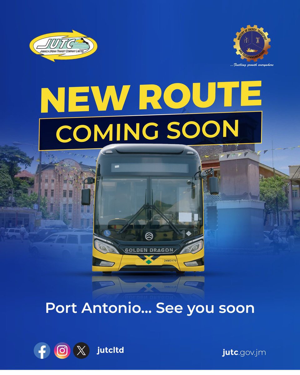 darylvazmp's tweet photo. We are expanding the @jutcltd routes again because reliable public transportation belongs to everyone. With upgraded infrastructure, this will continue across Jamaica.

 Persons travelling from Kingston to Port Antonio can now use the Route 710 Bus. https://t.co/pDEL18M4Kk