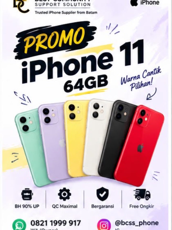 bcss_phone's tweet photo. 💥 Kualitas terjamin, siap jual &amp; siap pakai!

Cocok untuk reseller maupun pemakaian pribadi.

📲 Order sekarang sebelum stok habis!

📞 WA: 0821 1999 917

📸 IG: @bcss_phone

BEST COMMUNITY SUPPORT SOLUTION

Trusted iPhone Supplier from Batam

https://t.co/fOkAdqTI9e https://t.co/qjosAjSSZS