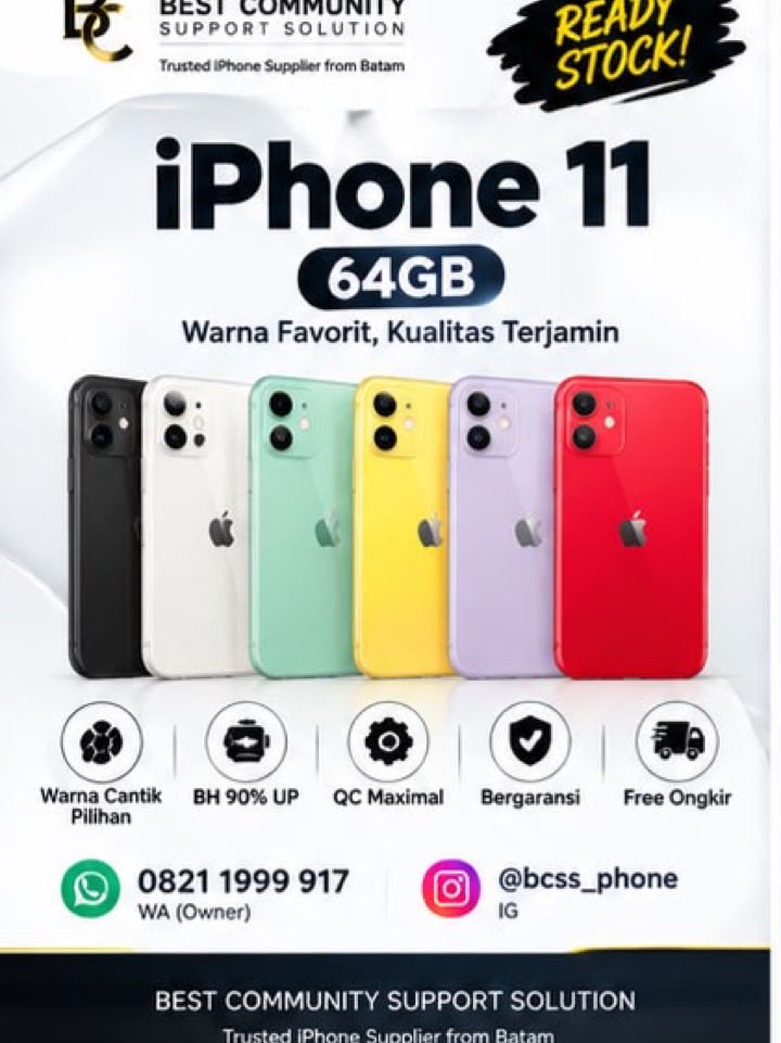 bcss_phone's tweet photo. 💥 Kualitas terjamin, siap jual &amp; siap pakai!

Cocok untuk reseller maupun pemakaian pribadi.

📲 Order sekarang sebelum stok habis!

📞 WA: 0821 1999 917

📸 IG: @bcss_phone

BEST COMMUNITY SUPPORT SOLUTION

Trusted iPhone Supplier from Batam

https://t.co/fOkAdqTI9e https://t.co/qjosAjSSZS
