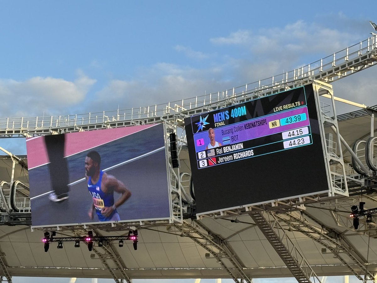 gamupdates's tweet photo. Congratulations to @_Kingben_ 🇺🇸 and @Reemy_rich19 🇹🇹 on finishing 2nd and 3rd in the final of the 400m at the #WorldAthleticsUltimate !! https://t.co/GPGrY6wnoG