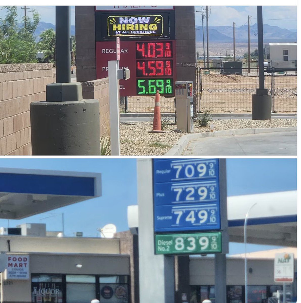 nettermike's tweet photo. Passing CA/ AZ State Lines next to Colorado river. AZ gas $4.03 &amp; 50 yards away CA Gas $7.09 - NEWSCUM! And this DEMON wants to do the same thing to America.
California are you done with this yet? https://t.co/XJ0eAY1huY