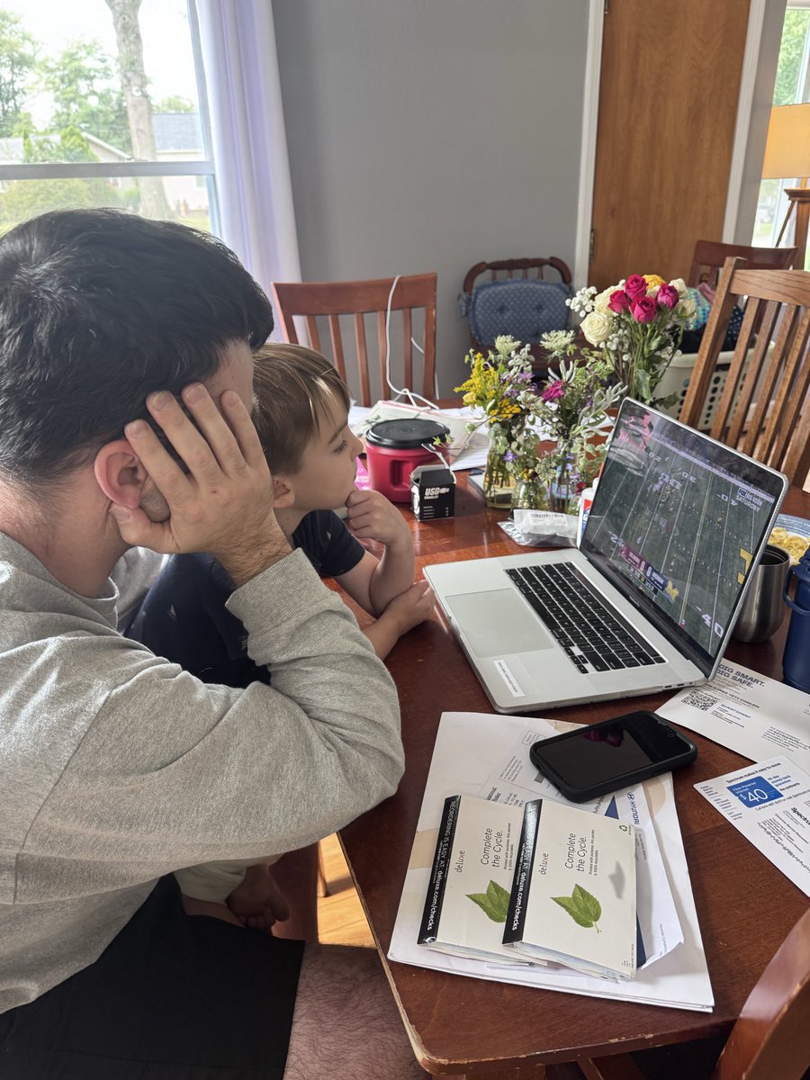 Mirandykay's tweet photo. Don’t mind the messy table, but you know you’re a coach’s kid when Saturdays aren’t JUST for watching football, but for learning plays, strategies, and the ins and outs of the game! 🏈 https://t.co/x3JvUAkHzk