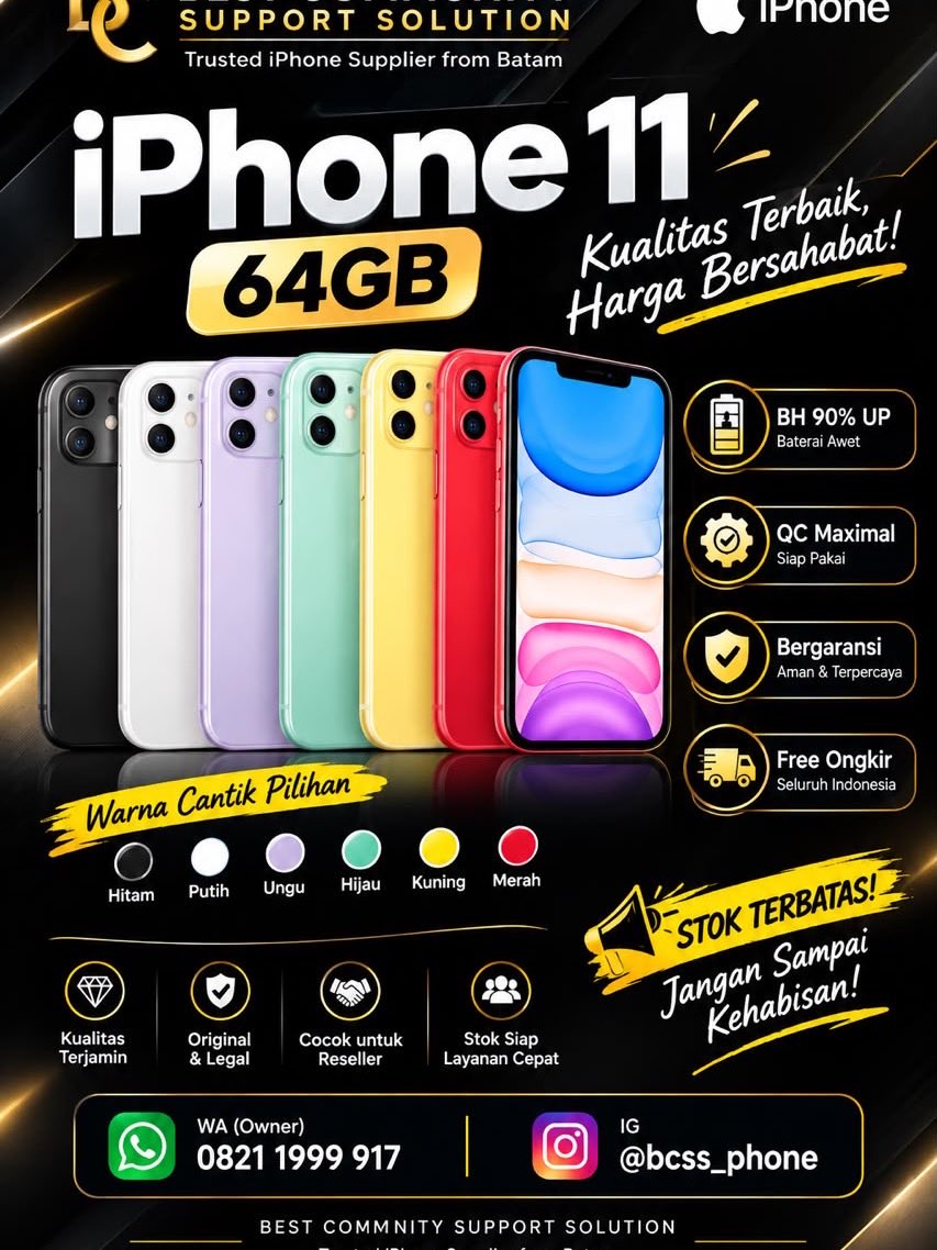 bcss_phone's tweet photo. 🔥 READY STOCK iPhone 11 64GB! 🔥

📱 iPhone 11 64GB

✨ Warna favorit, pilihan cantik

🔋 BH 90% UP

🛠️ QC Maximal

🛡️ Bergaransi

🚚 FREE ONGKIR

📲 Order sekarang sebelum stok habis!

📞 WA: 0821 1999 917

📸 IG: @bcss_phone

https://t.co/fOkAdqTI9e https://t.co/SFVUsAlAcW