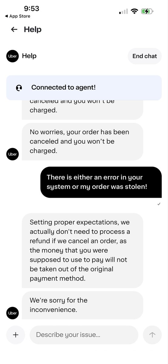 Cari_Cocoa's tweet photo. @UberEats @Uber_Support Lied and said that they would cancel my order &amp; that I wouldn't be charged, only for my account to be charged twice for food I never received!!! https://t.co/H4rPbugDNY